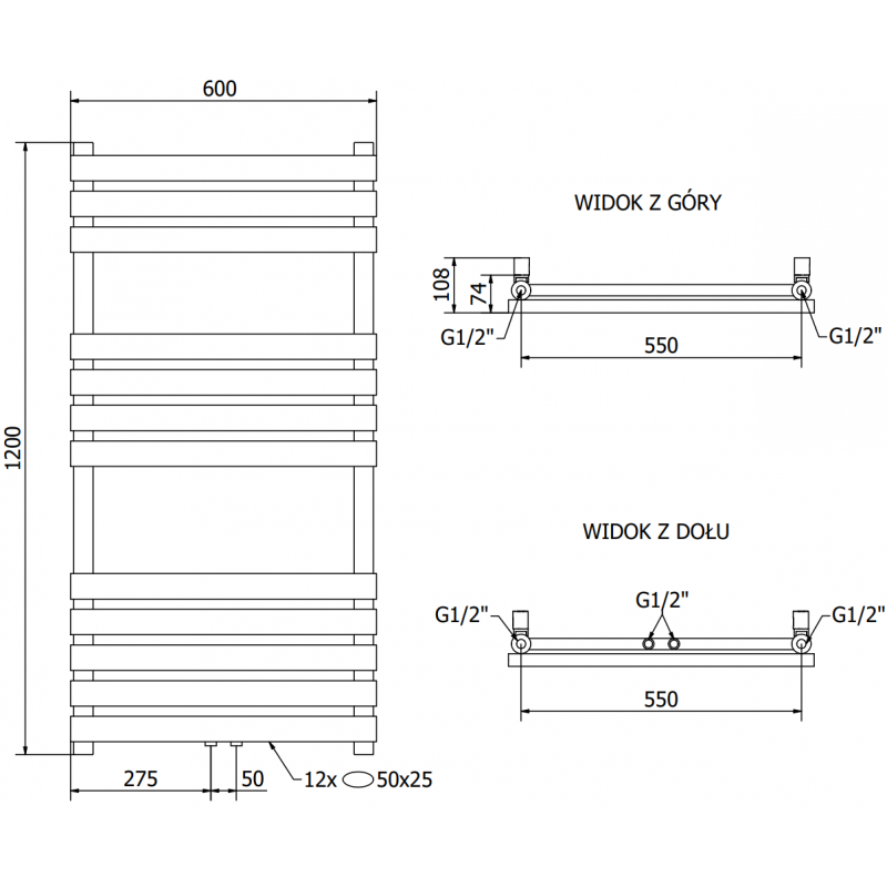 Mexen Jowisz elektrinis radiatorius 1200 x 600 mm, 600 W, baltas - W107-1200-600-2600-20