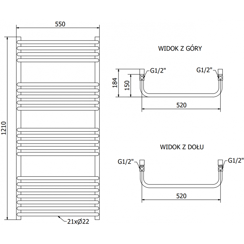 Mexen Apollo elektrinis radiatorius 1210 x 550 mm, 600 W, baltas - W117-1210-550-2600-20
