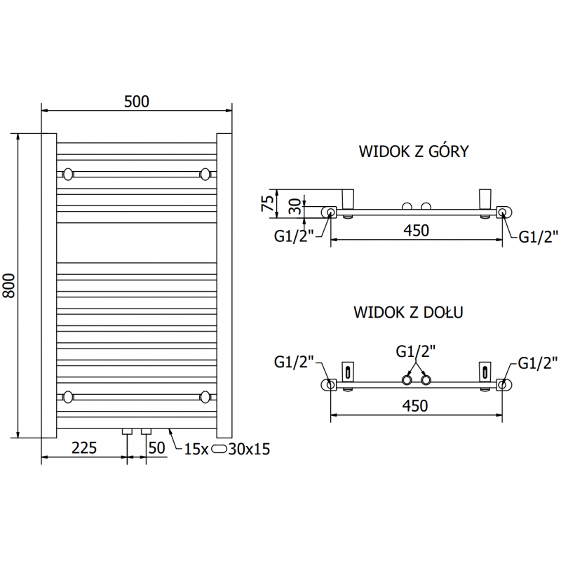 Mexen Hades elektrinis radiatorius 800 x 500 mm, 300 W, chromas - W104-0800-500-2300-01