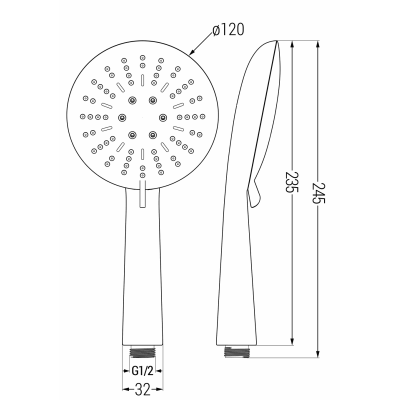 Mexen R-67 trijų funkcijų dušo rankena, chromas/balta - 79567-00