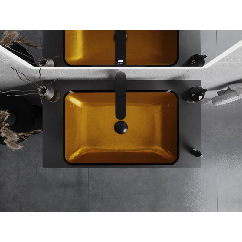 Mexen Megan stiklinis stalviršio praustuvas 56 x 36 cm, auksinis - 24135650