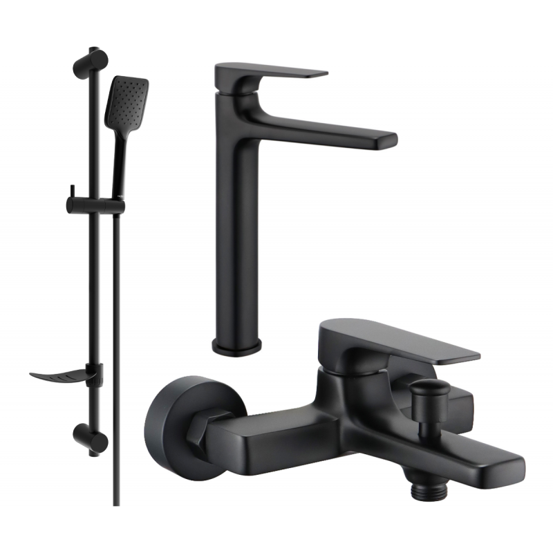 Mexen Lynx DF62 vonios komplektas, juodas - 745913DF62-70