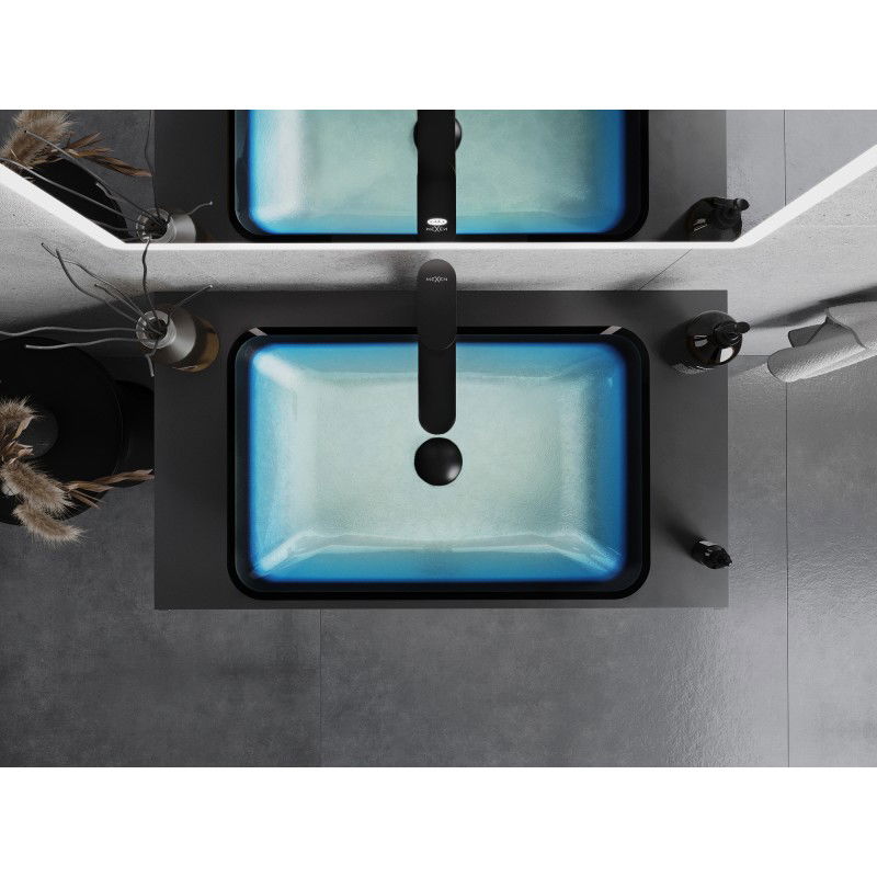 Mexen Megan stiklinė praustuvė ant stalviršio 56 x 36 cm, mėlyna - 24135647