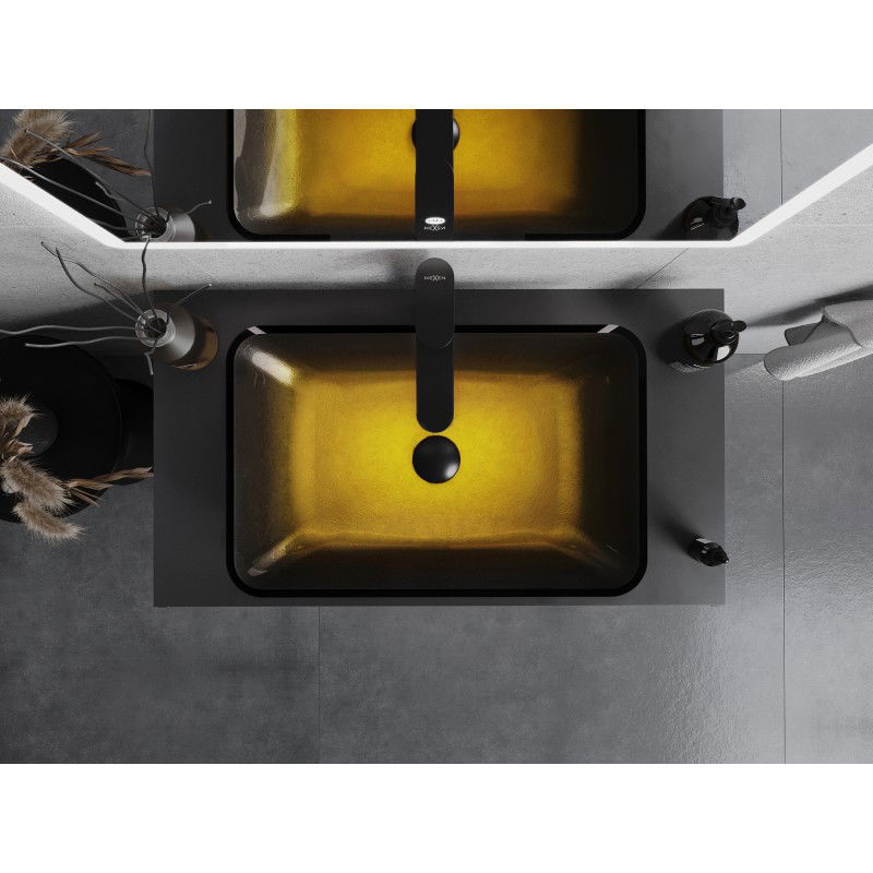 Mexen Megan stiklinis praustuvas ant stalviršio 56 x 36 cm, tamsus auksinis - 24135651