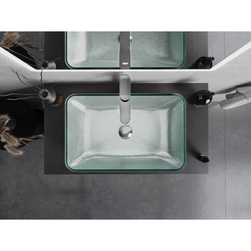 Mexen Megan stiklinis pakabinamas praustuvas 56 x 36 cm, sidabrinė - 24135611