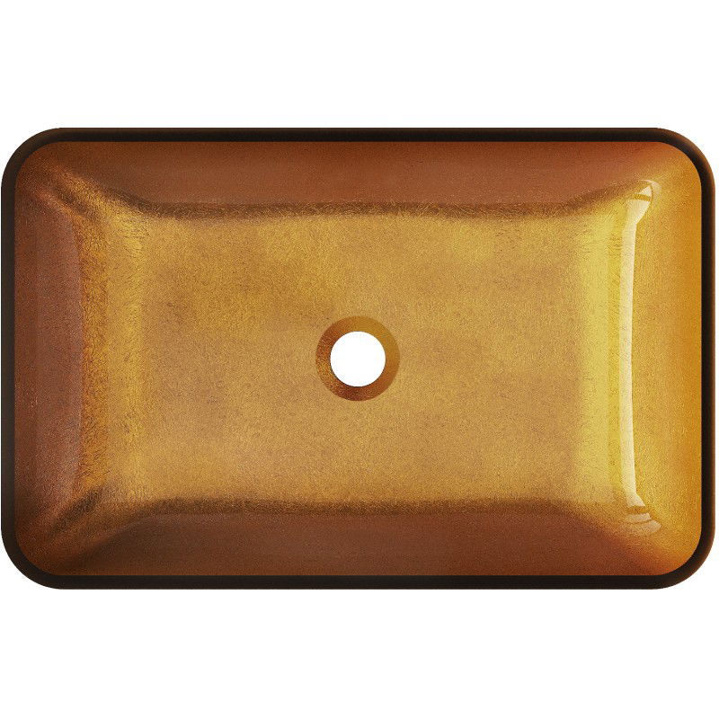 Mexen Megan stiklinis stalviršio praustuvas 56 x 36 cm, auksinis - 24135650