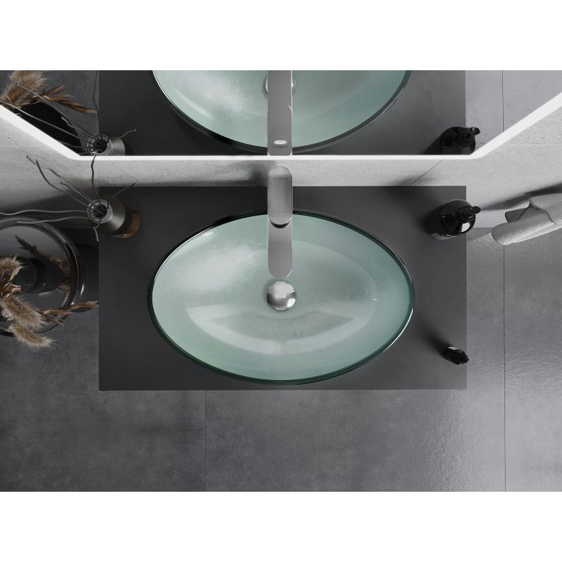 Mexen Sonia stiklinis praustuvas ant stalviršio 54 x 37 cm, sidabrinis - 24145411