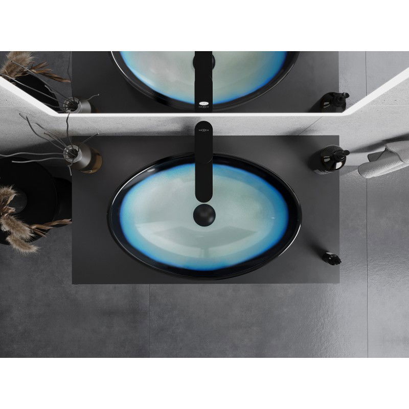 Mexen Sonia stiklinis praustuvas ant stalviršio 54 x 37 cm, mėlynas - 24145447