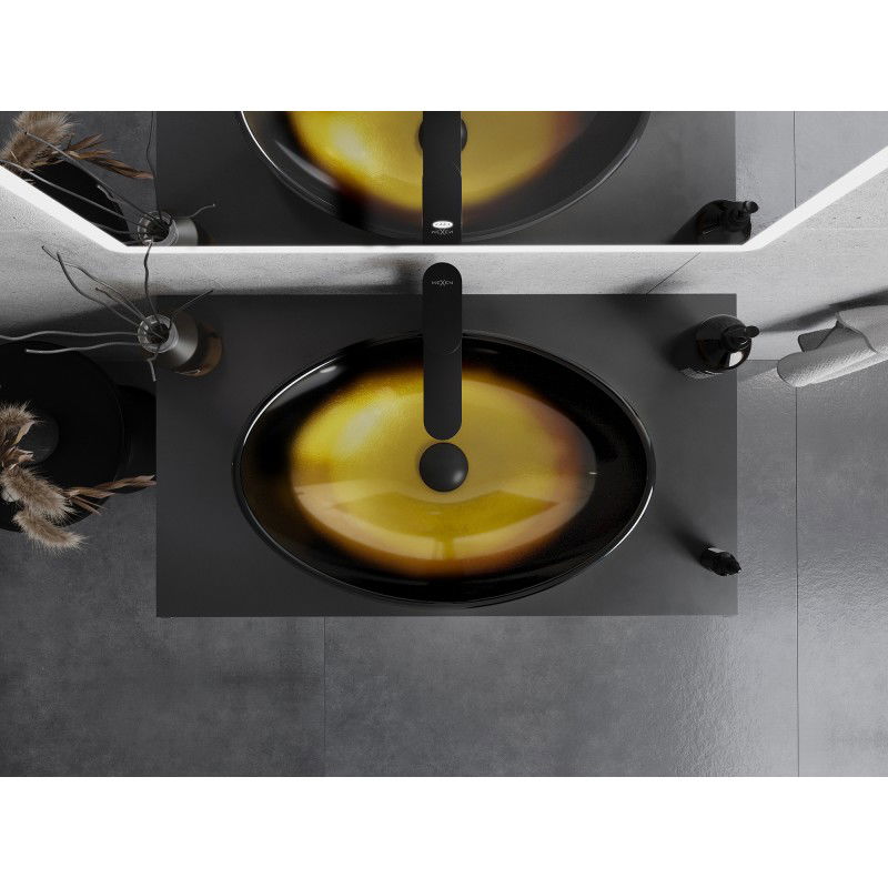 Mexen Sonia stiklo stalviršio praustuvas 54 x 37 cm, tamsiai auksinė - 24145451