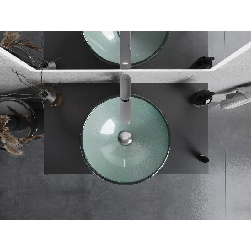 Mexen Mira stiklinis praustuvas, pastatomas ant stalviršio, 42 x 42 cm, sidabrinis - 24124211