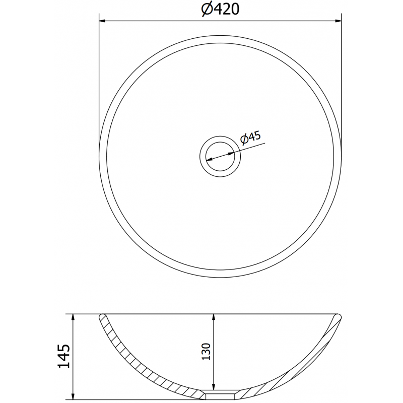 Mexen Mira stiklinis stalviršinis praustuvas 42 x 42 cm, auksinis - 24124250