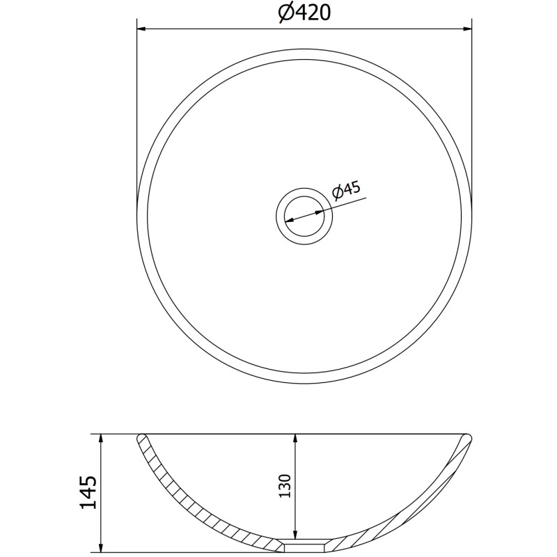 Mexen Mira stiklinis, ant stalviršio montuojamas praustuvas, 42 x 42 cm, tamsiai auksinis - 24124251