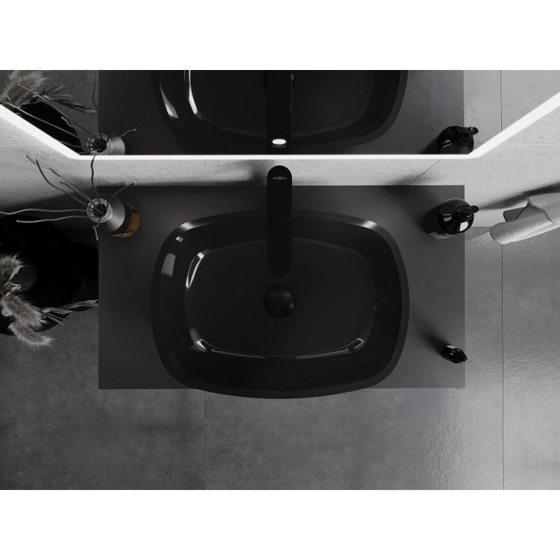 Mexen Araks stiklinis plautuvas 54 x 39 cm, juodas - 24155470