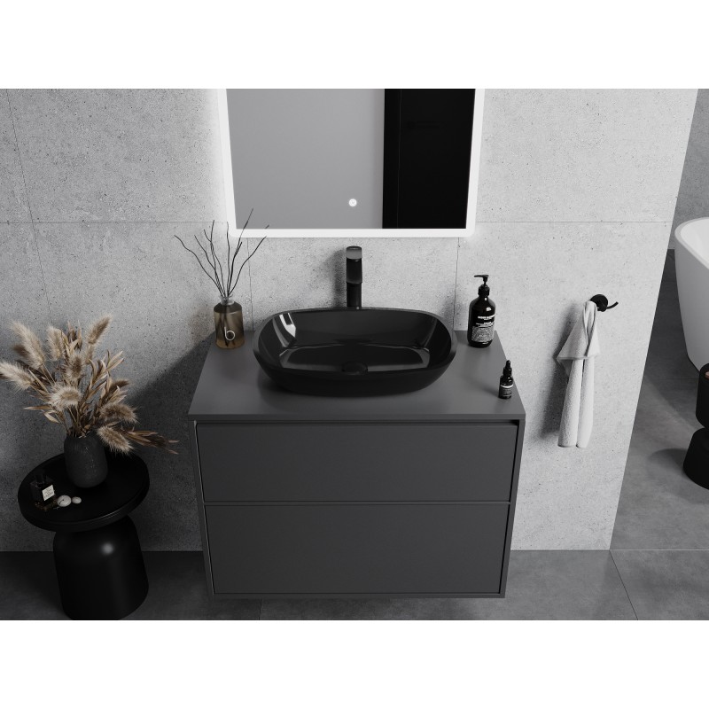 Mexen Araks stiklinis stalviršinis praustuvas 54 x 39 cm, juodas - 24155470
