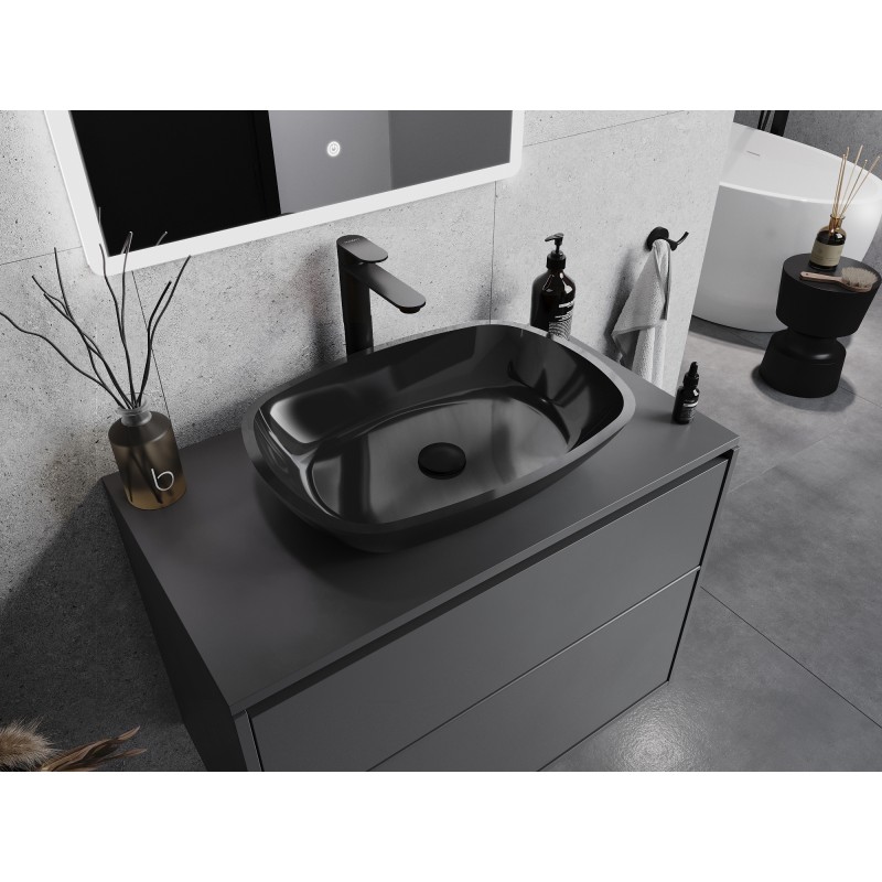 Mexen Araks stiklinis stalviršinis praustuvas 54 x 39 cm, juodas - 24155470