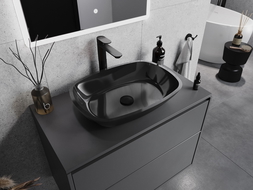 Mexen Araks stiklinis plautuvas 54 x 39 cm, juodas - 24155470