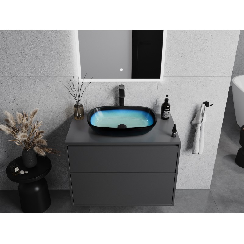 Mexen Araks stiklinis pastatomos praustuvas 54 x 39 cm, mėlynas - 24155447