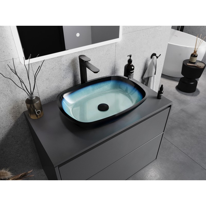 Mexen Araks stiklinis pastatomos praustuvas 54 x 39 cm, mėlynas - 24155447