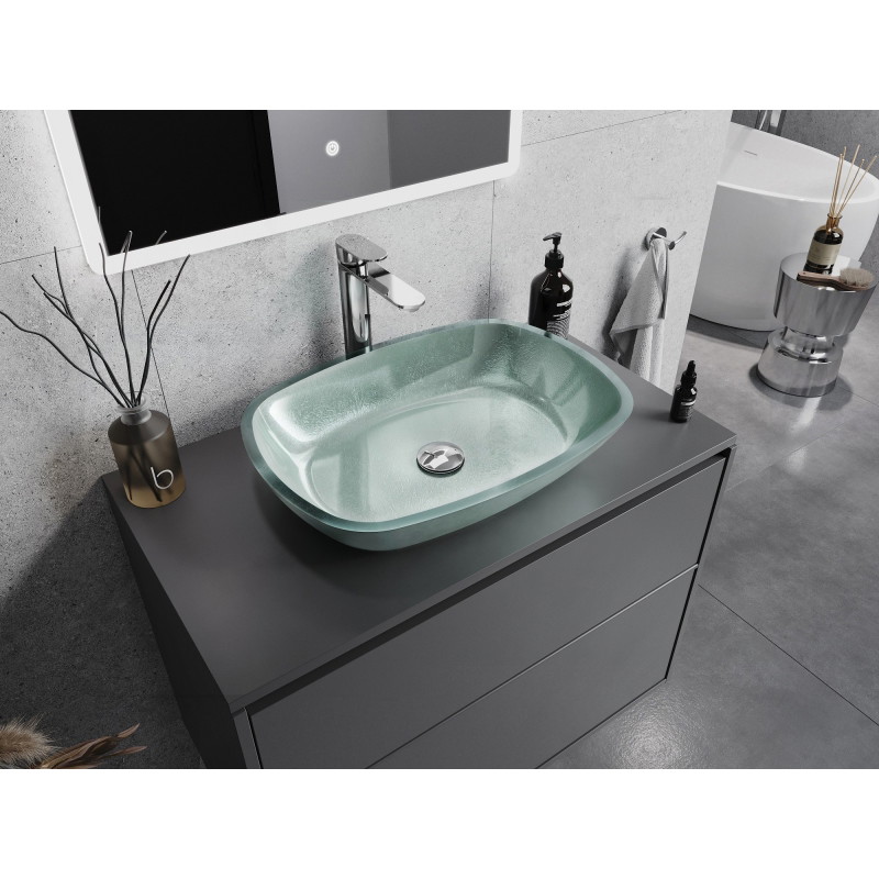 Mexen Araks stiklinis antstalinis praustuvas 54 x 39 cm, sidabrinis - 24155411