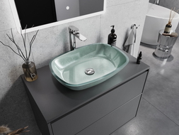 Mexen Araks stiklinis stalinis praustuvas 54 x 39 cm, sidabrinis - 24155411