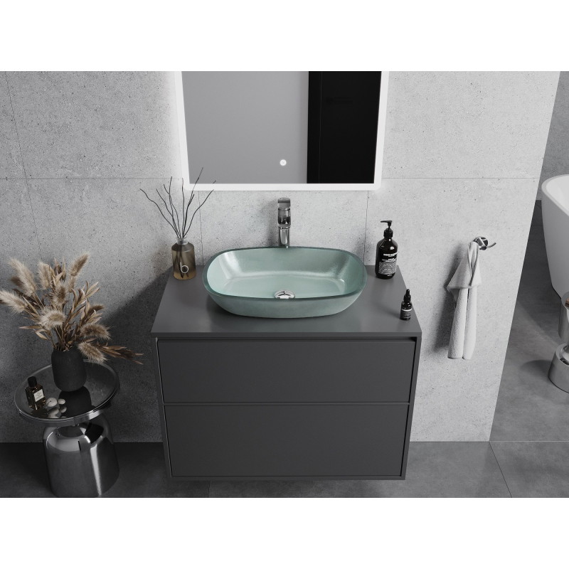 Mexen Araks stiklinis antstalinis praustuvas 54 x 39 cm, sidabrinis - 24155411