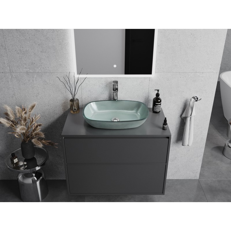 Mexen Araks stiklo stalviršio praustuvas 54 x 39 cm, sidabrinis - 24155411