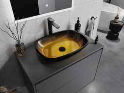 Mexen Araks stiklo praustuvas 54 x 39 cm, tamsus auksas - 24155451