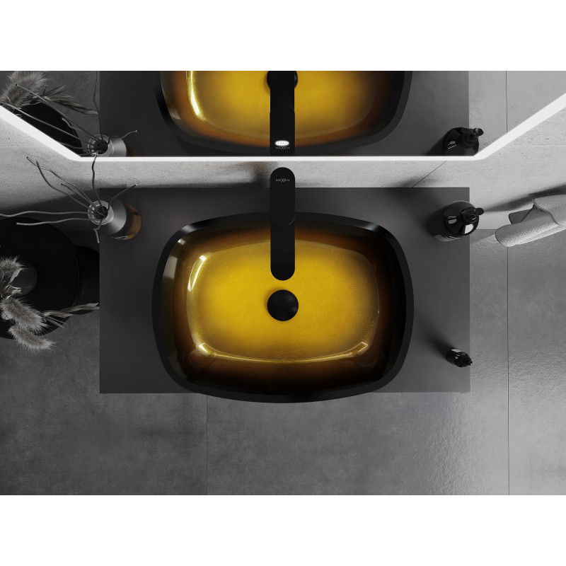 Mexen Araks stiklo praustuvas 54 x 39 cm, tamsus auksas - 24155451