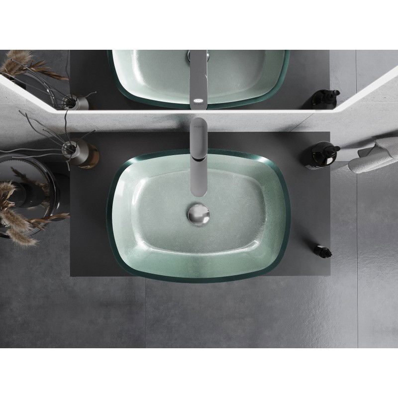 Mexen Araks stiklinis stalinis praustuvas 54 x 39 cm, sidabrinis - 24155411