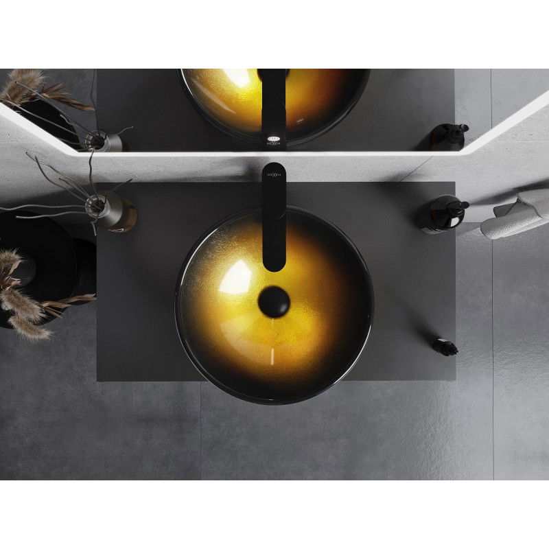 Mexen Mira stiklinis praustuvas ant stalviršio 42 x 42 cm, tamsus auksas - 24124251