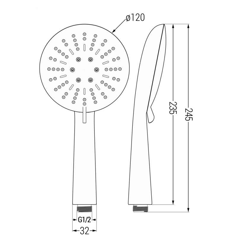 Mexen R-67 dušo galvutė 3-funkcinė, juoda - 79567-70