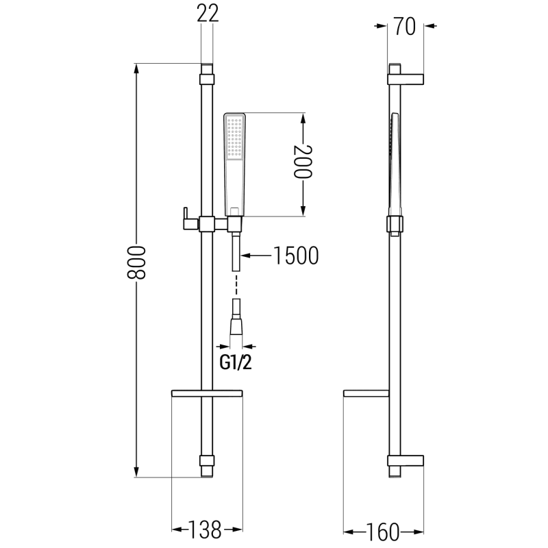 Mexen Lynx DQ72 dušo baterija su dušo komplektu, chromuota - 74594DQ72-00