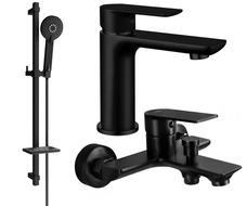 Mexen Alfa DQ40 vonios komplektas, juodas - 745703DQ40-70