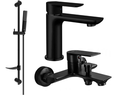 Mexen Alfa DF72 vonios komplektas, juodas - 745703DF72-70