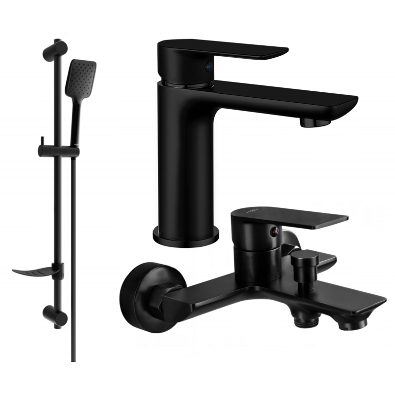 Mexen Alfa DF62 vonios rinkinys, juodas - 745703DF62-70