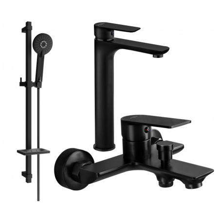 Mexen Alfa DQ40 vonios komplektas, juodas - 745713DQ40-70