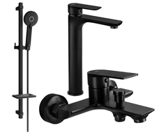 Mexen Alfa DQ40 vonios komplektas, juodas - 745713DQ40-70