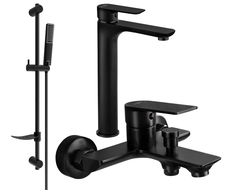 Mexen Alfa DF72 vonios komplektas, juodas - 745713DF72-70