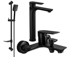 Mexen Alfa DF62 vonios komplektas, juodas - 745713DF62-70