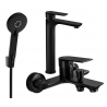 Mexen Alfa R40 vonios rinkinys, juodas - 745713R40-70