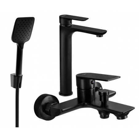 Mexen Alfa R62 vonios komplektas, juodas - 745713R62-70