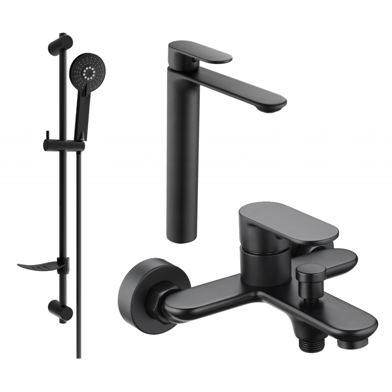 Mexen Milo DF40 vonios komplektas, juodas - 71313DF40-70