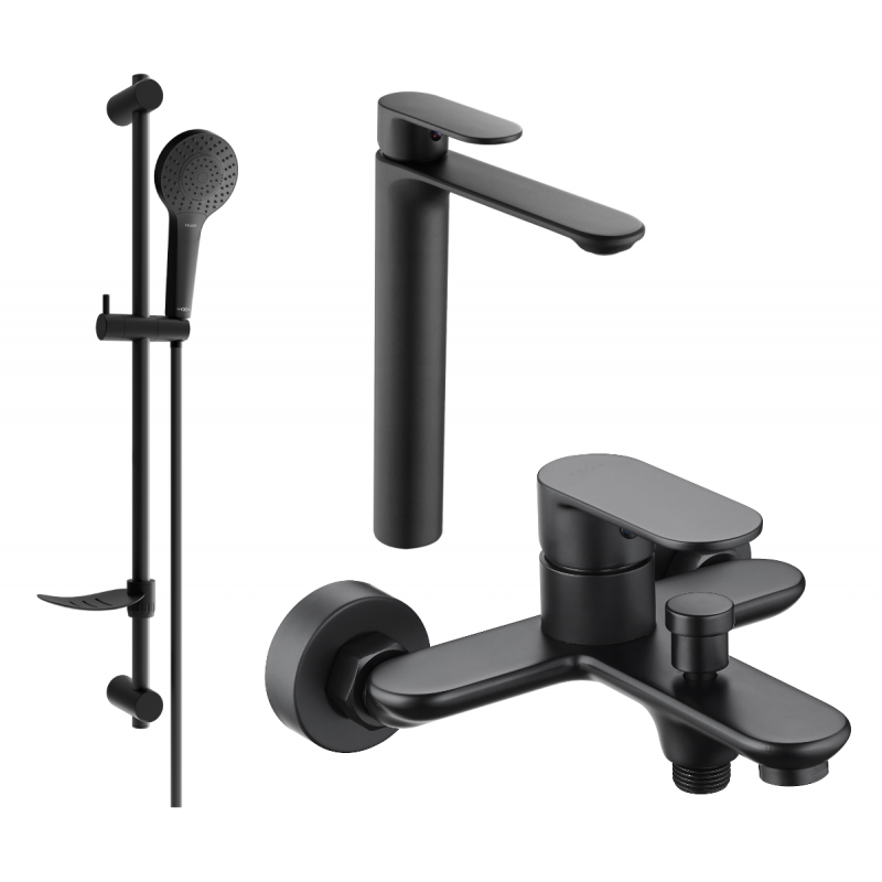 Mexen Milo DF05 vonios komplektas, juodas - 71313DF05-70