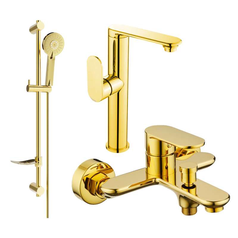 Mexen Milo DF40 vonios rinkinys, auksinis - 713153DF40-50