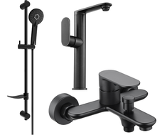 Mexen Milo DF40 vonios komplektas, juodas - 713153DF40-70