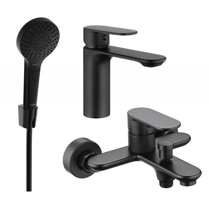 Mexen Milo R05 vonios komplektas, juodas - 71303R05-70