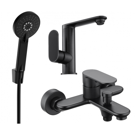 Mexen Milo R40 vonios rinkinys, juodas - 713053R40-70