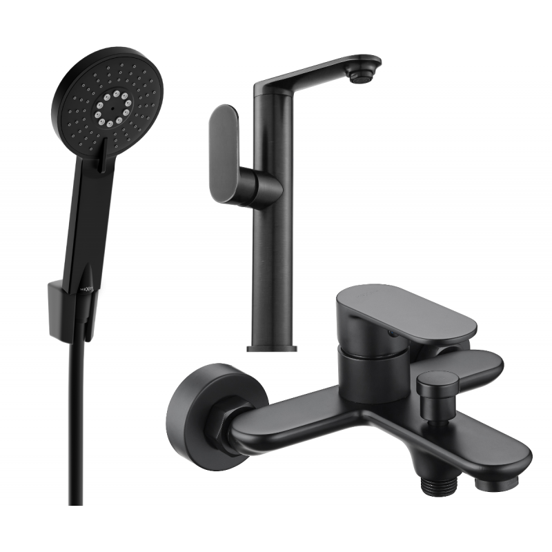 Mexen Milo R40 vonios komplektas, juodas - 713153R40-70