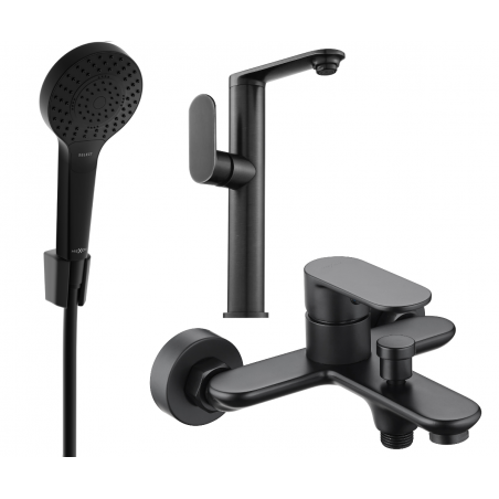 Mexen Milo R05 vonios rinkinio komplektas, juodas - 713153R05-70