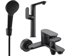 Mexen Milo R05 vonios komplektas, juodas - 713153R05-70